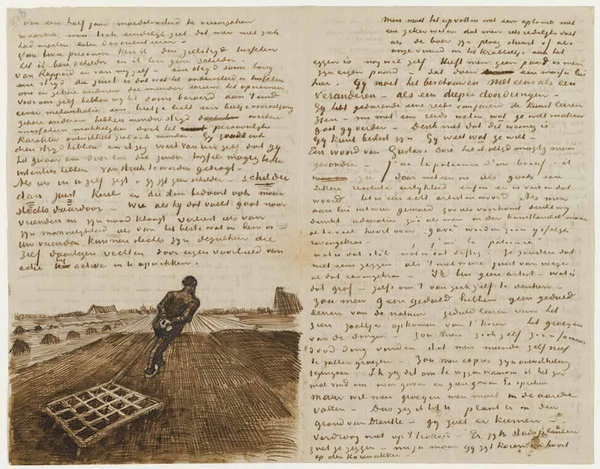 van gogh letter with sketch