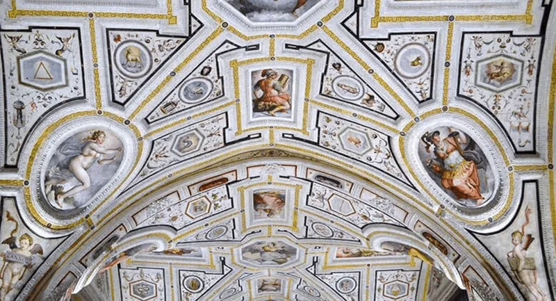 The ornately geometric ceiling of the Vasari Sacristy. via L’Escargot.