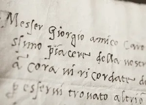 A letter to Vasari in the surprisingly messy hand of Michelangelo. Photo via Magenta Florence