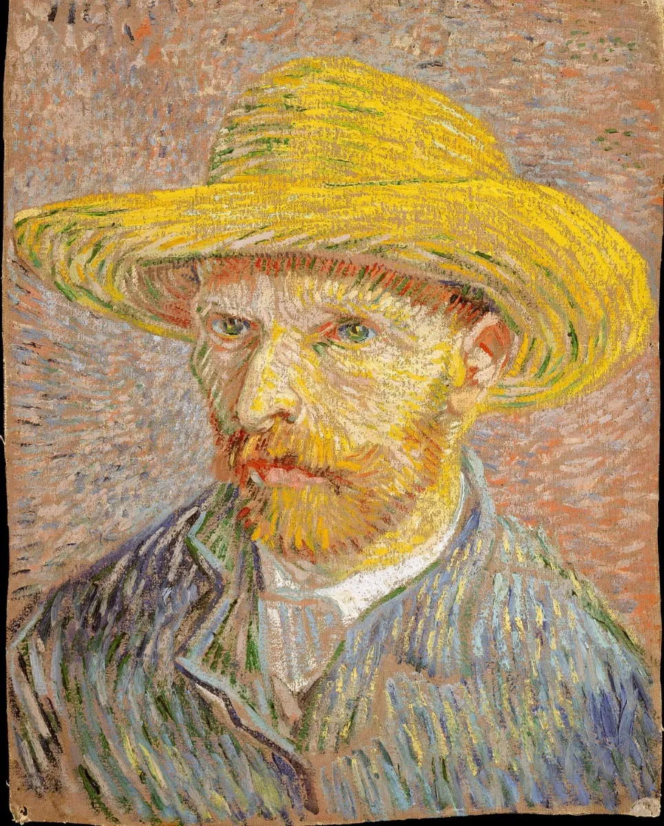 self portrait with a straw hat