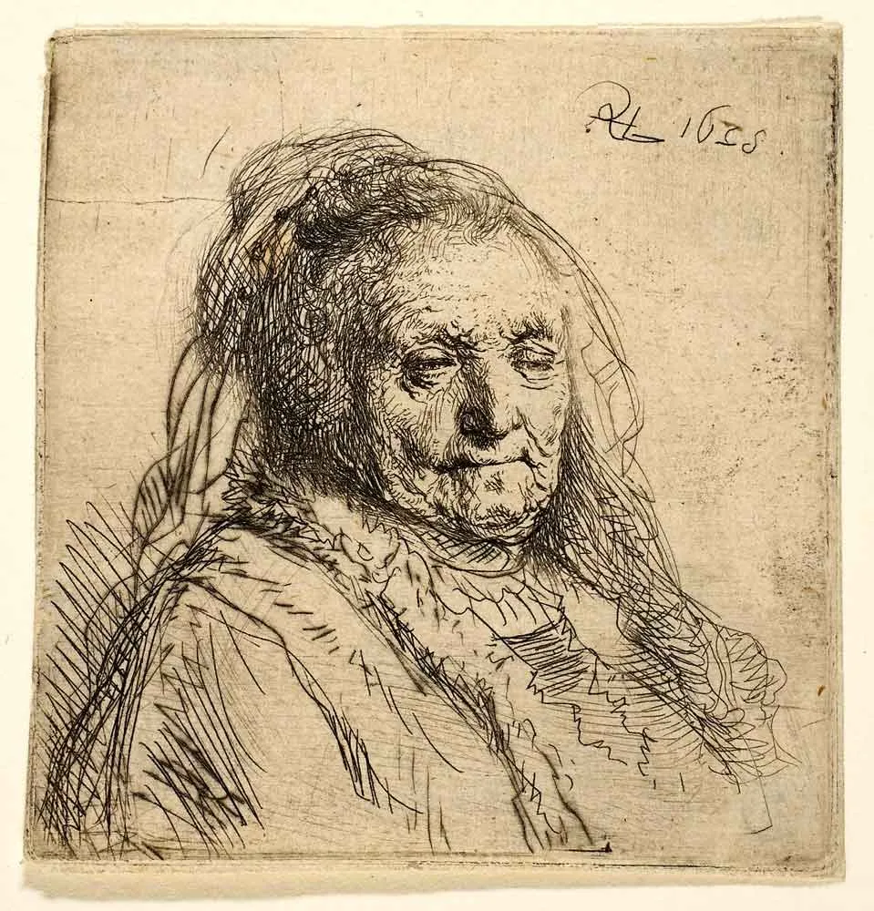 printmaking technique rembrandt mother etching