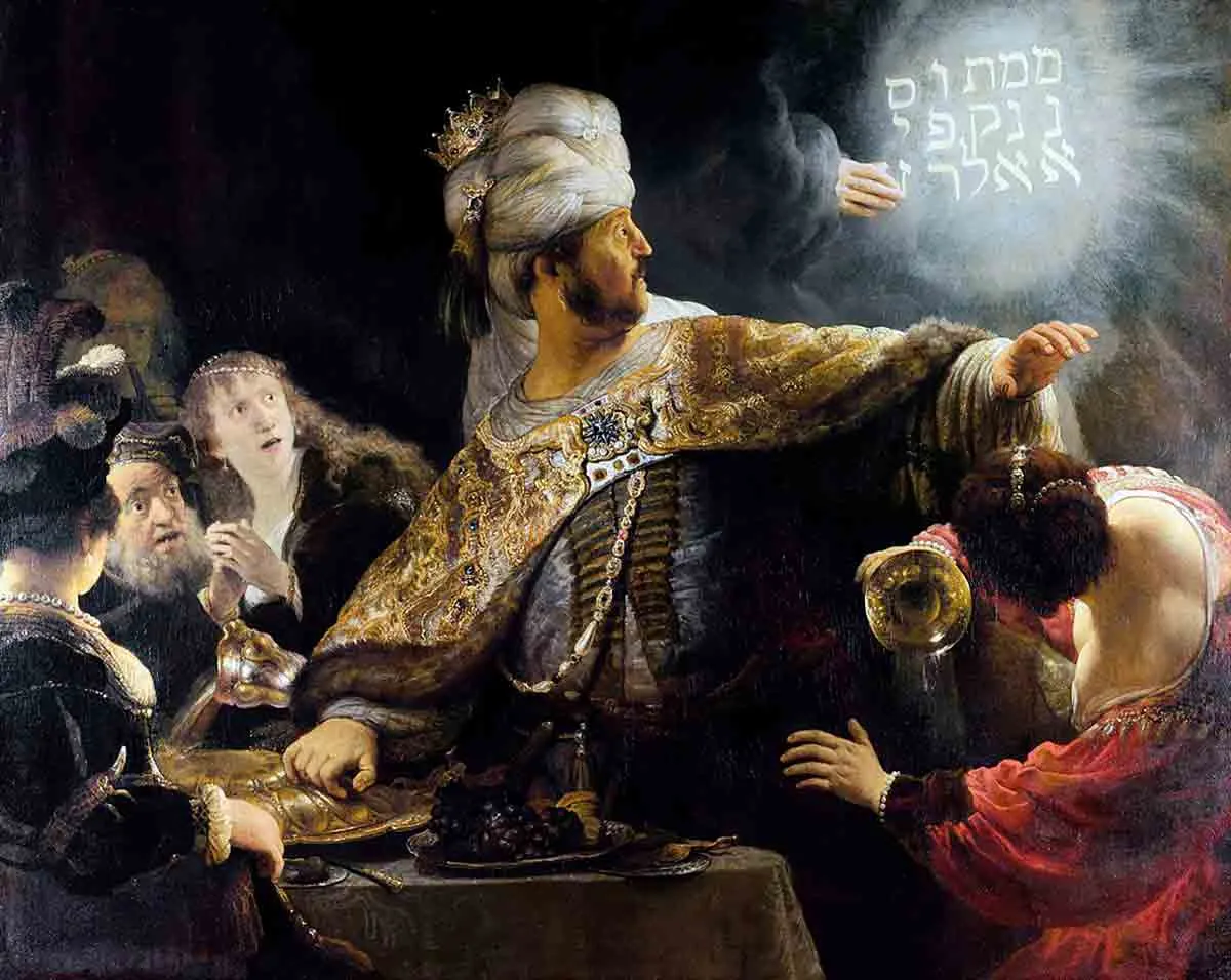 belshazzars feast by rembrandt biblical prophecies