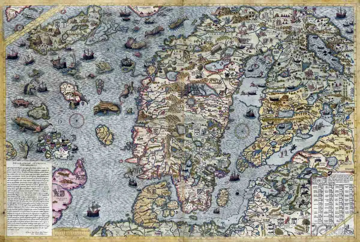 carta marina map sea monsters