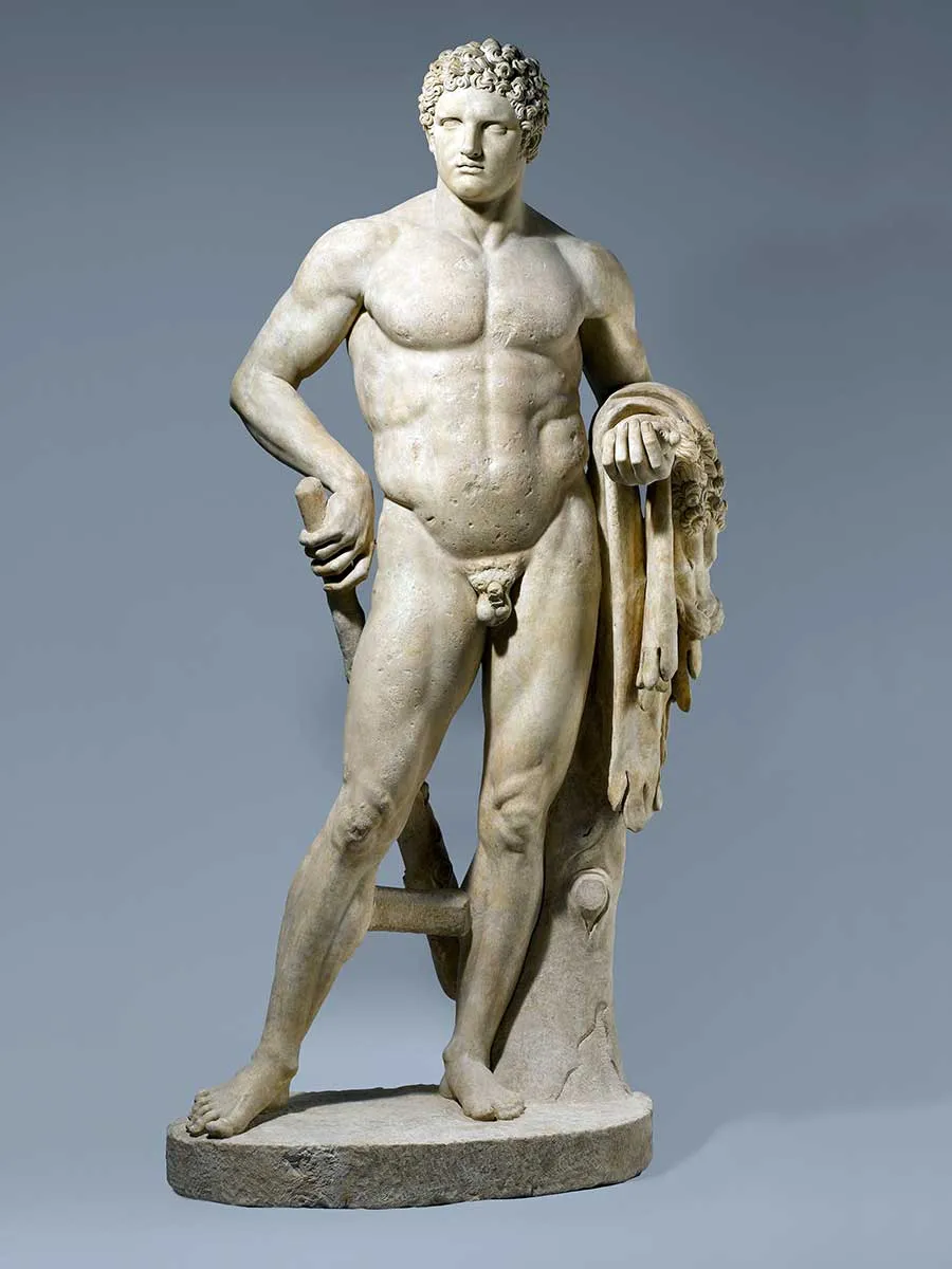 roman youthful hercules statue nemean lion