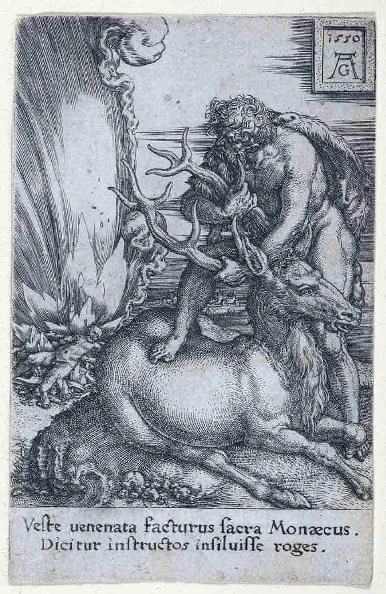 aldegrever hercules ceryneian hind engraving