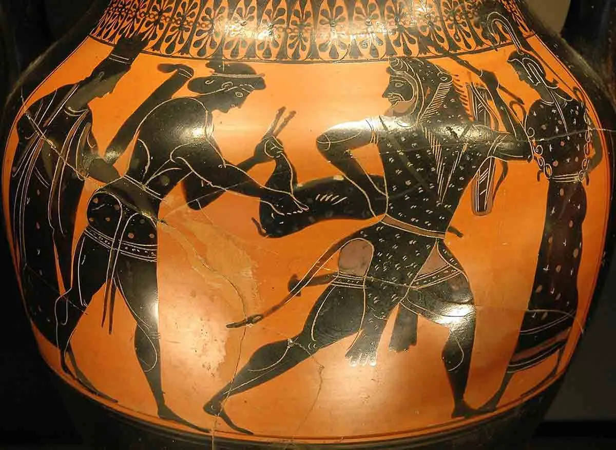 amphora artemis apollo heracles black figure