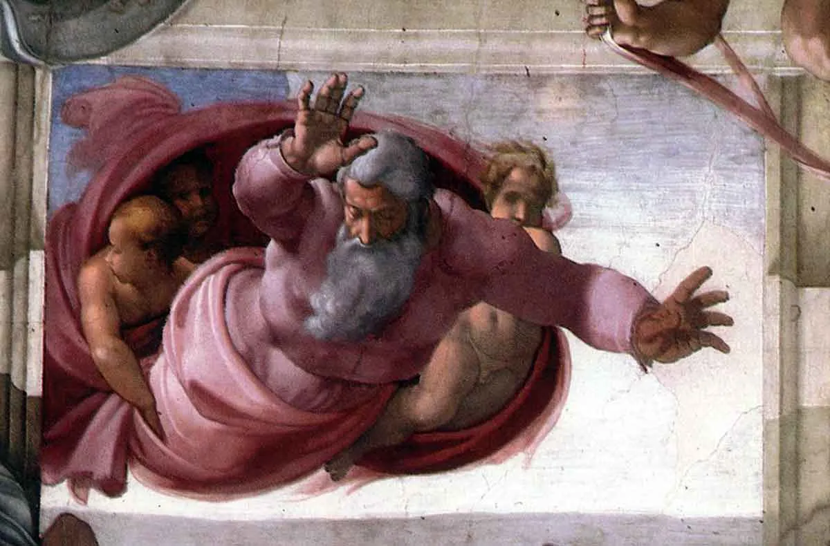 god dividing the waters sistine chapel