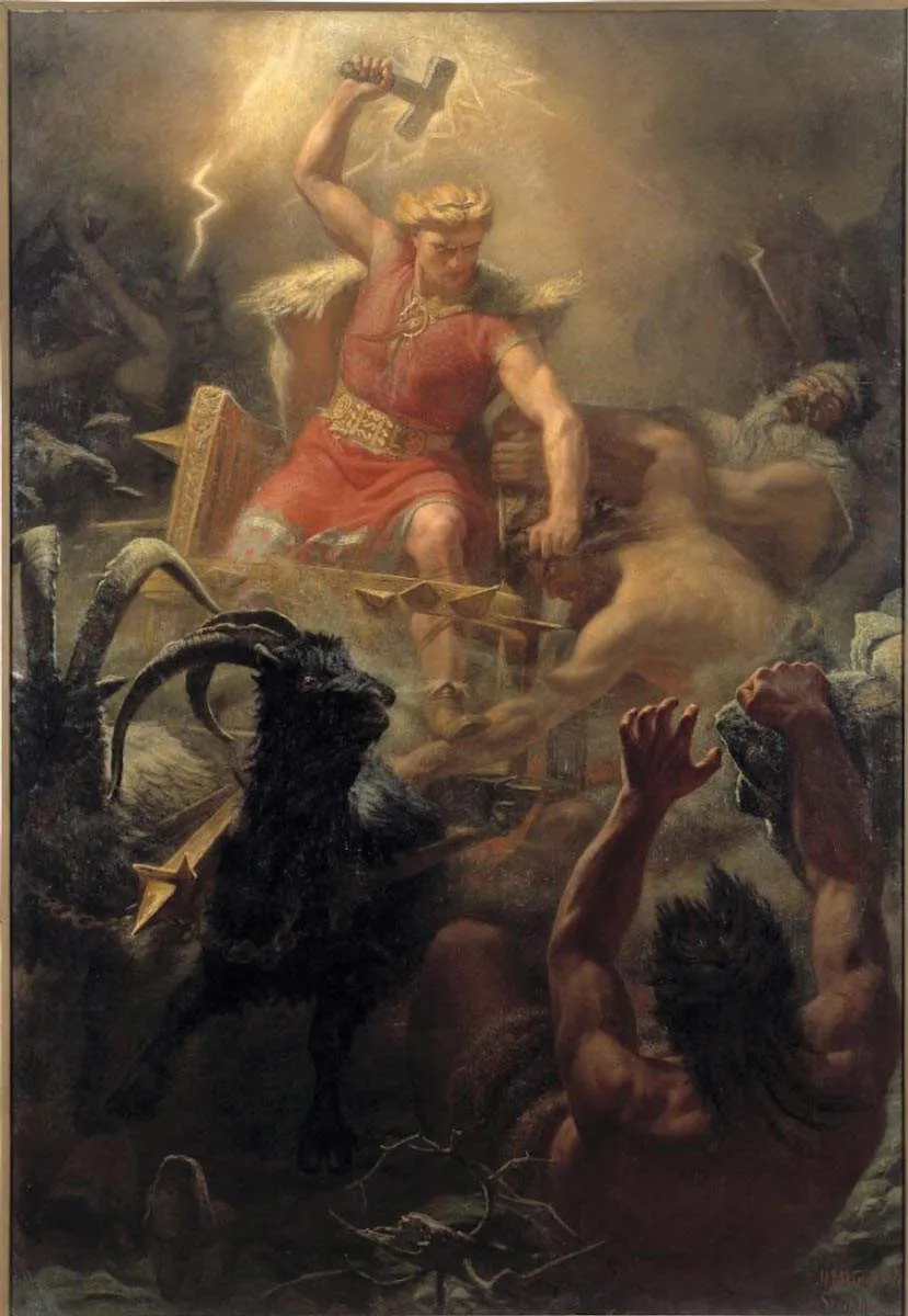 norse mythology thor fighting giants picture