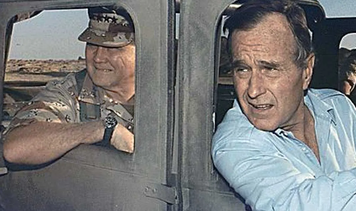 bush sr in humvee desert shield