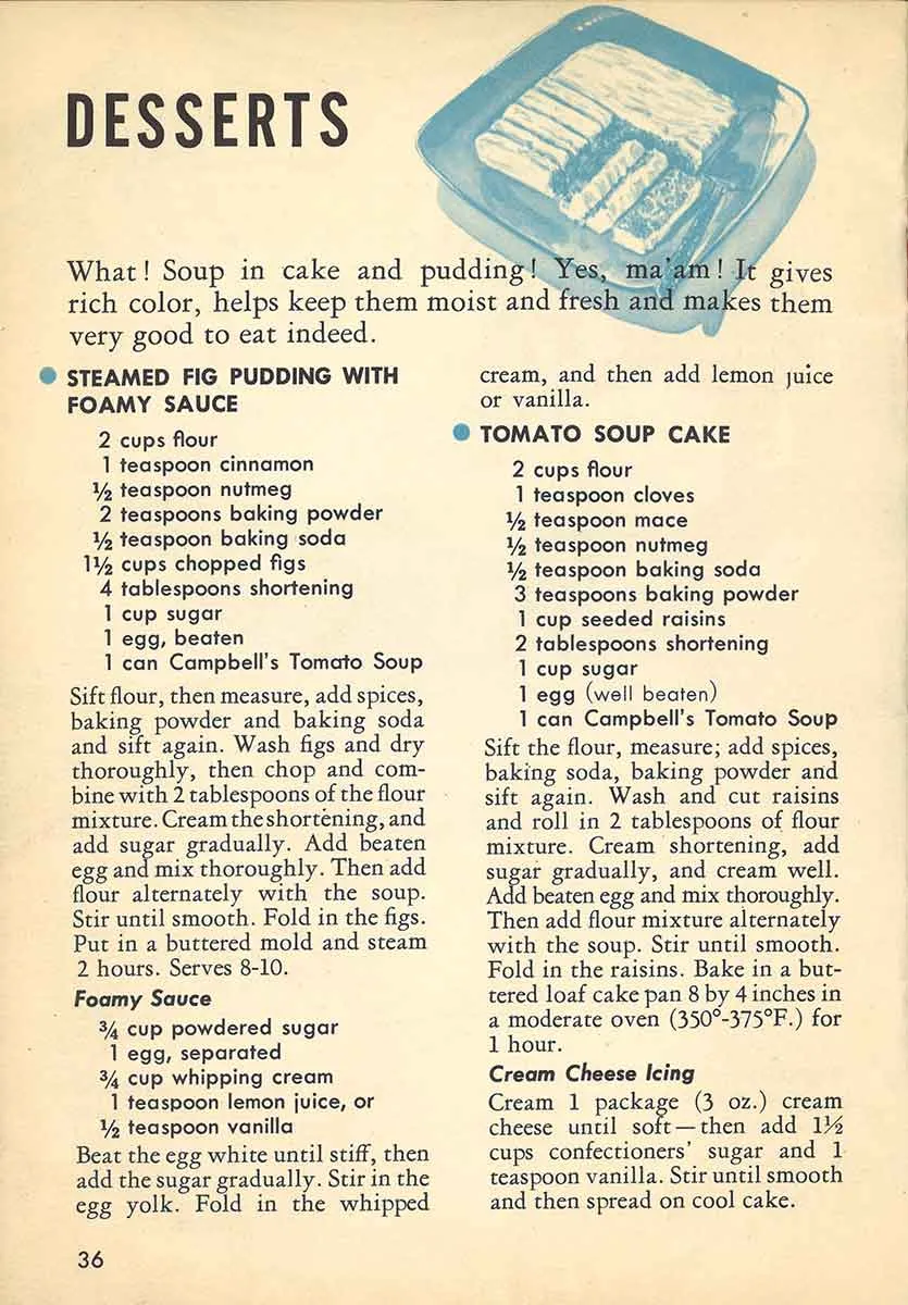 great depression tomato soup cake recipe 1941