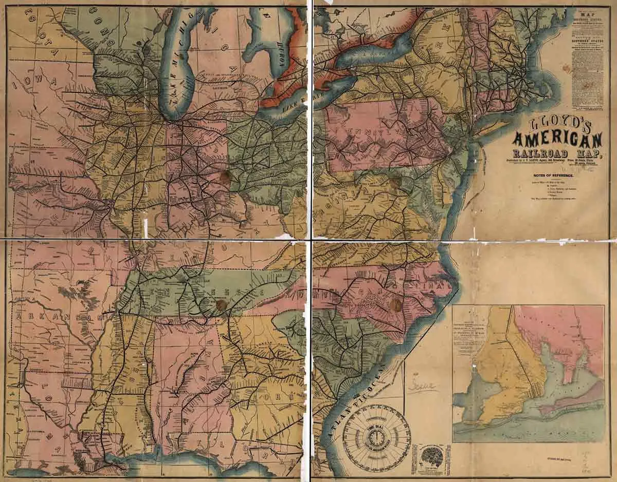 railroad map usa 1861