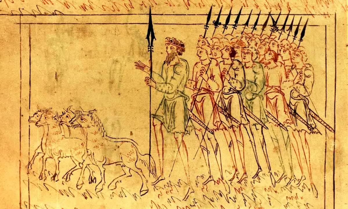 king and soldiers manuscript artwork