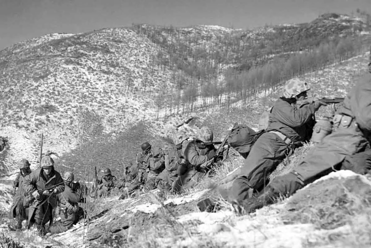 Marines engage during the Korean War