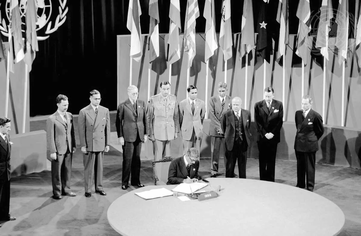 1945 India Signs United Nations Charter