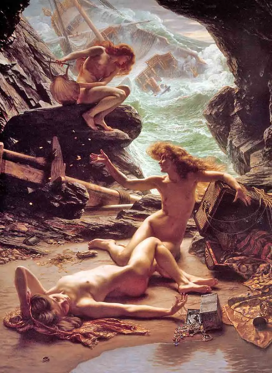 edward poynter cave of storm nymphs painting