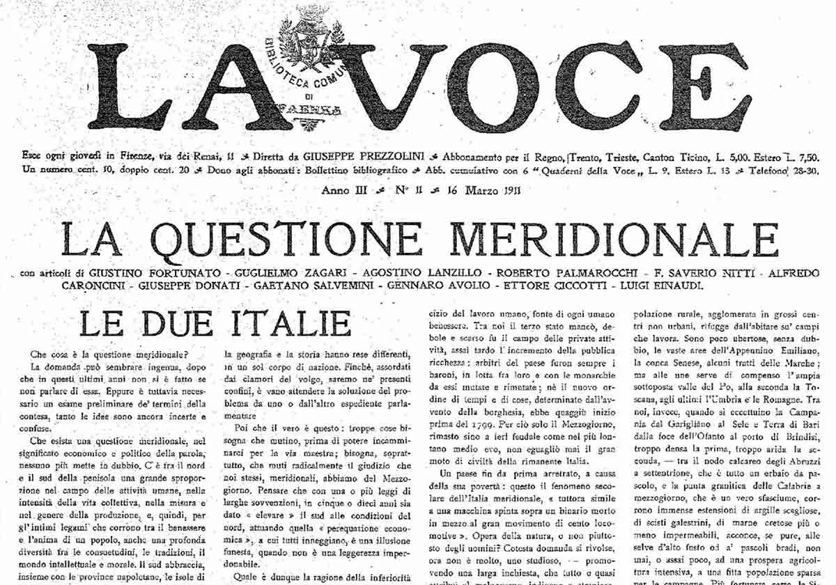 la questione meridionale la voce march 16 1911