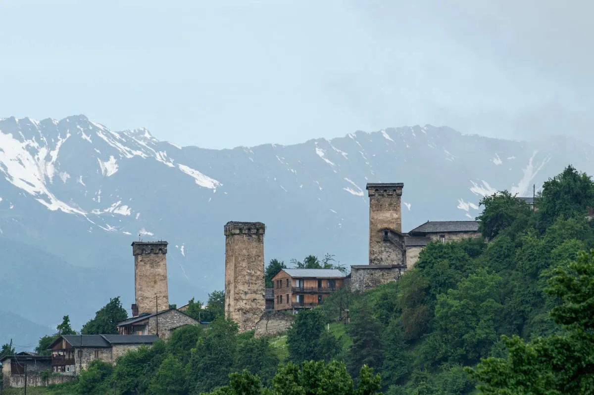 view mestia mountains georgia