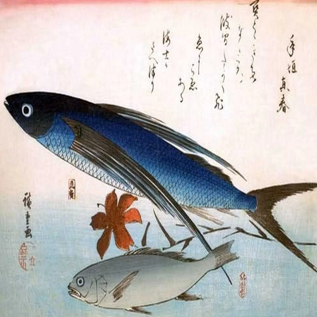 tobiuo ishimochi fish japanese print