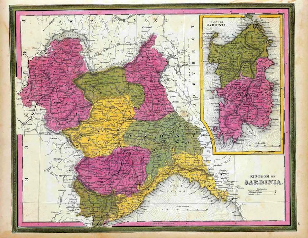 kingdom of piedmont sardinia map