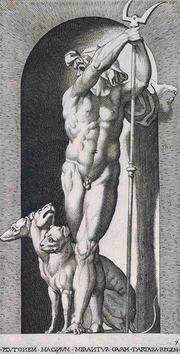 caraglio pluto bident cerberus engraving