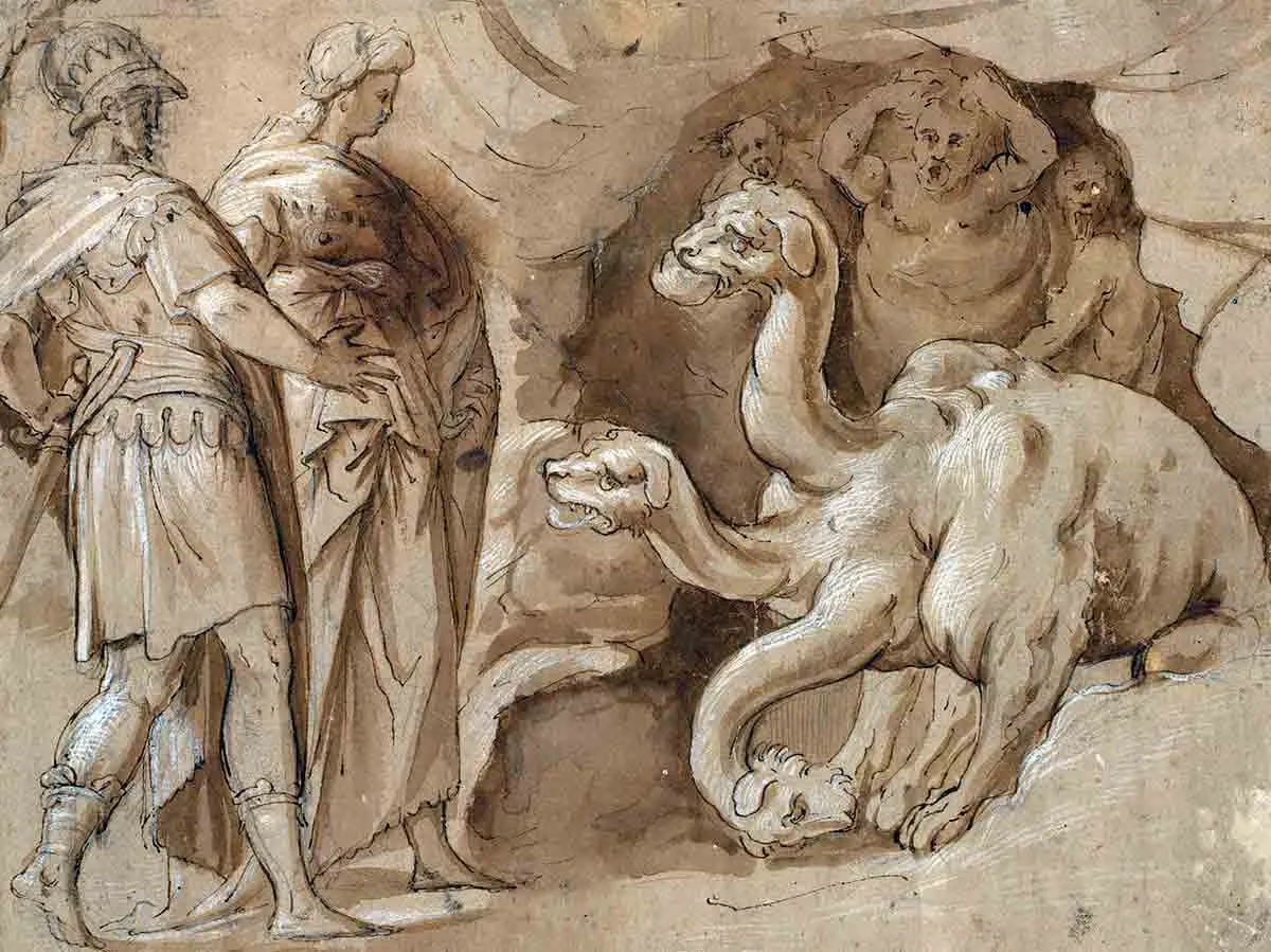 dellabbate aeneas sibyl gates avernus drawing