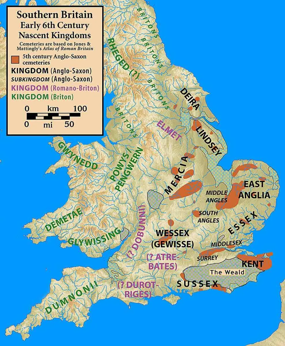 map britain anglo saxons early sixth century kingdoms