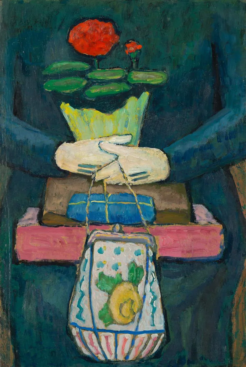 Still Life on the Tram (After Shopping) by Gabriele Münter, c. 1912. Source: The Gabriele Münter and Johannes Eichner Foundation, Munich. © 2024 Artists Rights Society (ARS), New York/VG Bild-Kunst, Bonn.