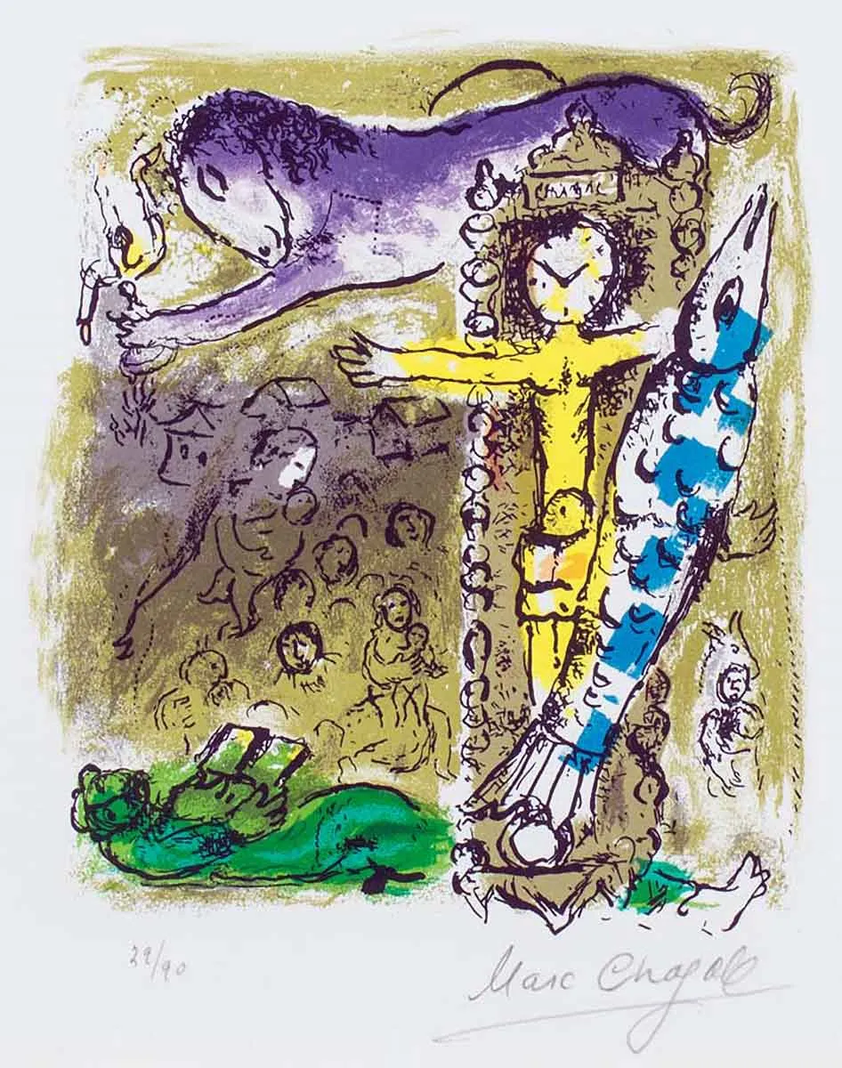 marc chagall christ as clock painting