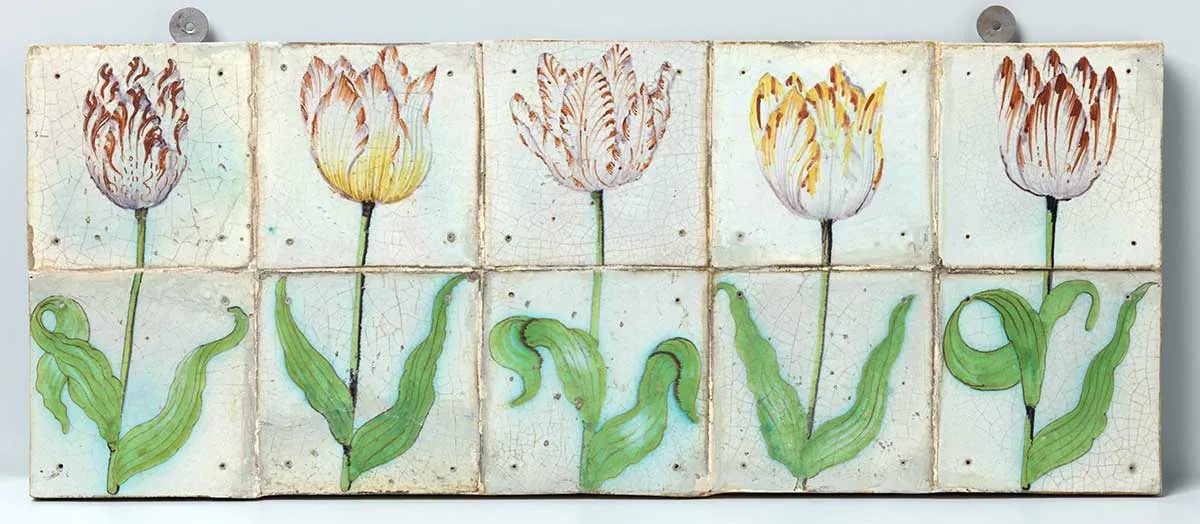 anonymous tile panel tulips dutch rijksmuseum