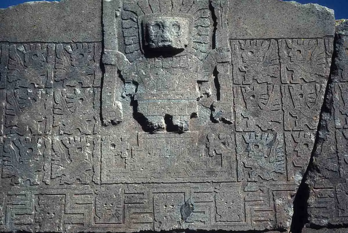 close up sun gate tiwanaku bolivia