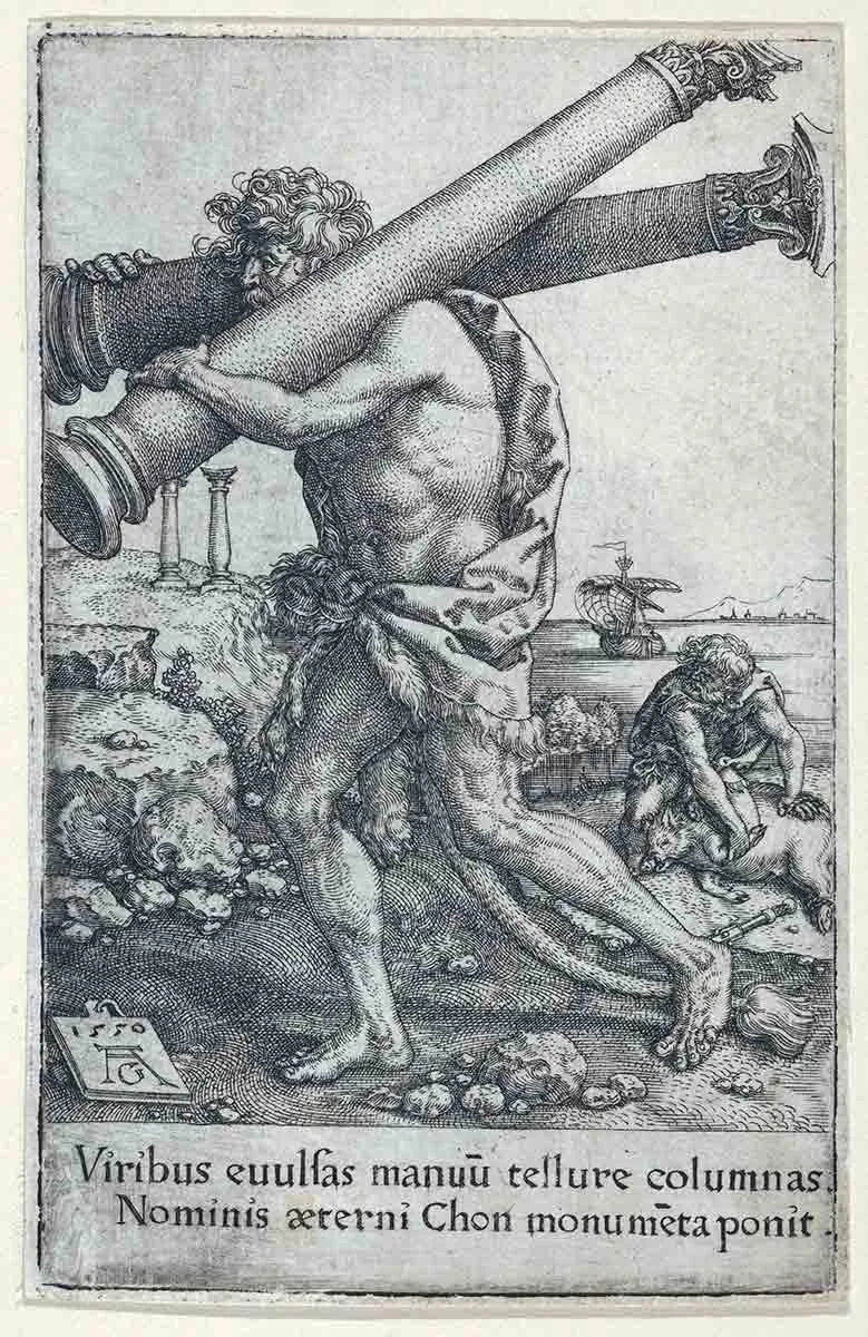 aldegrever pillars hercules engraving