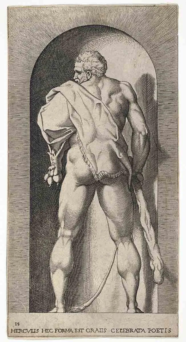 caraglio hercules standing engraving