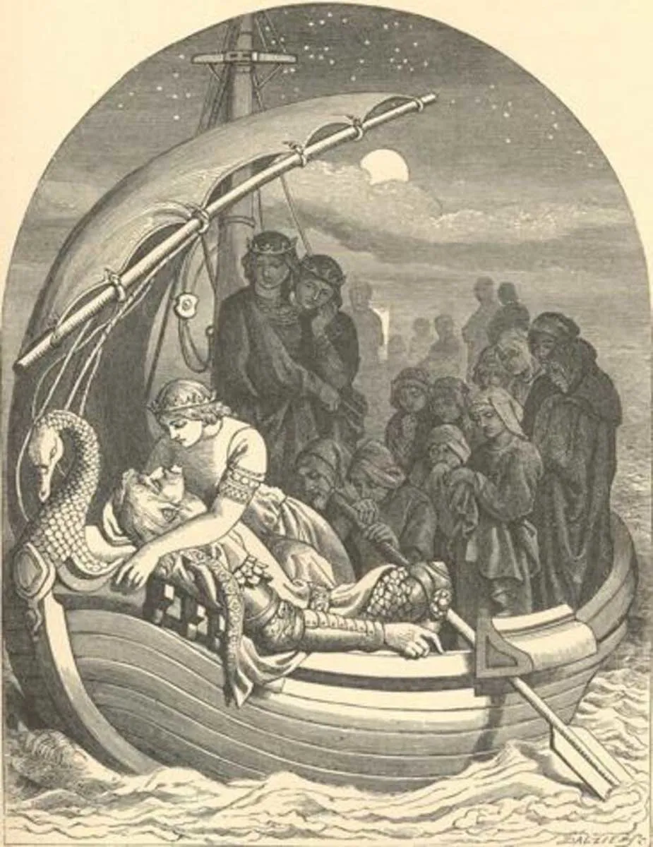 图3：亚瑟王之死，航向阿瓦隆，丹尼尔·麦克利斯，1857年