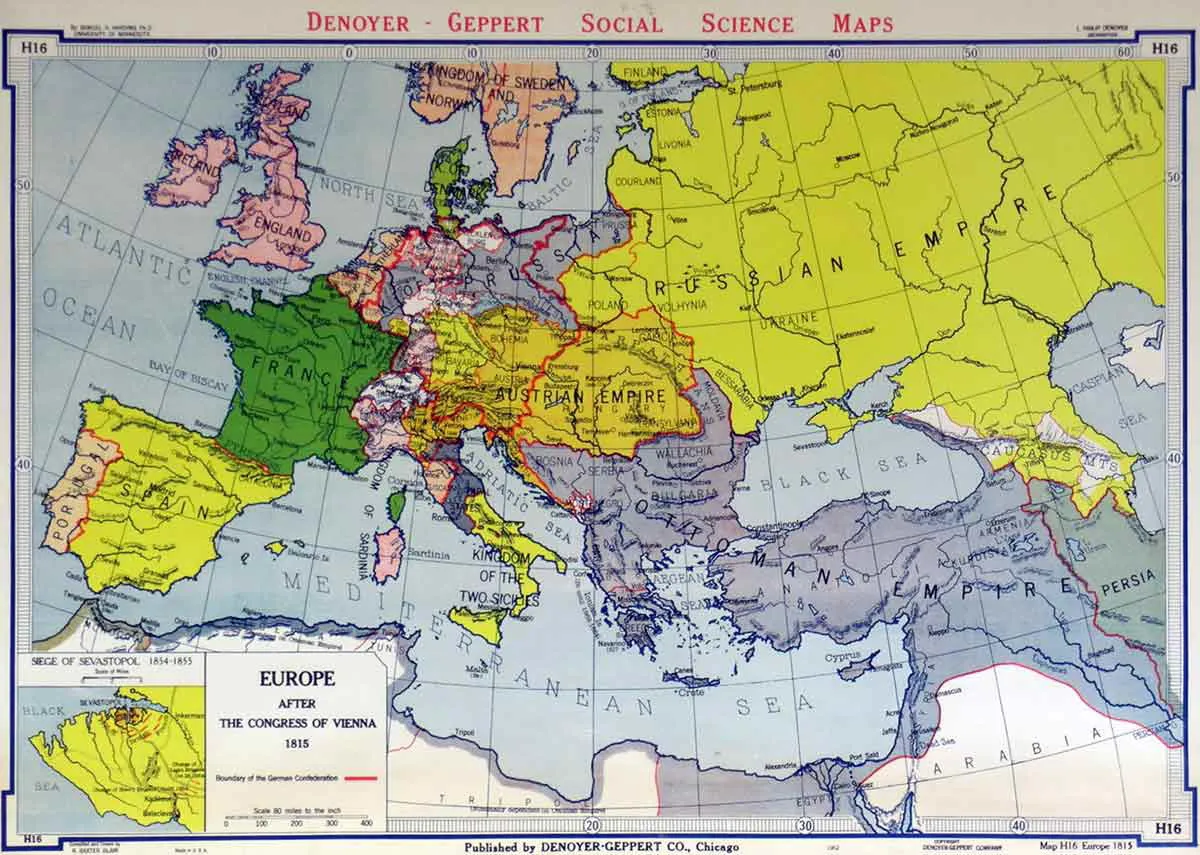 图片6:维也纳会议后的欧洲地图