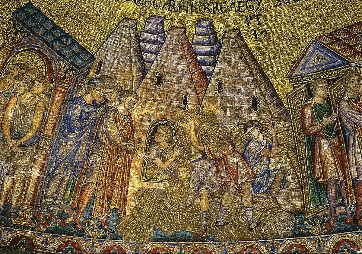 图7：威尼斯圣马可教堂中描绘约瑟夫收割玉米的马赛克