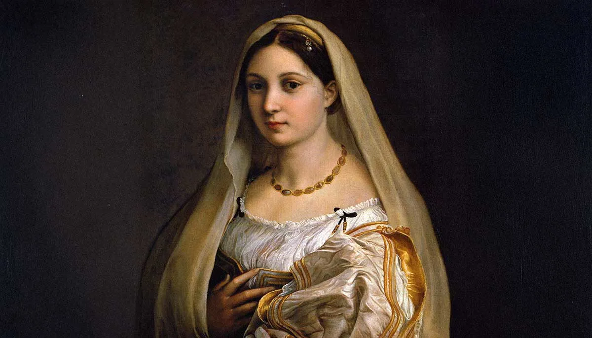 图片6：拉斐尔披纱巾的少女画作