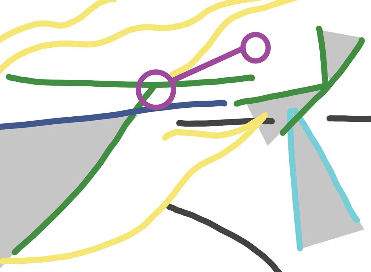 图2:Jina Wallwork绘制的《善恶天使》构图分析图