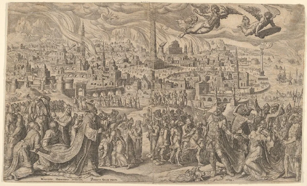 图片11：菲利普斯·加勒《巴比伦的陷落》，公元1569年，纽约大都会艺术博物馆
