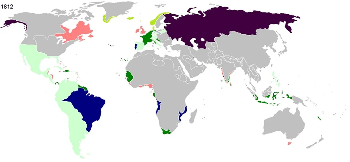 图2:1812年欧洲殖民地图