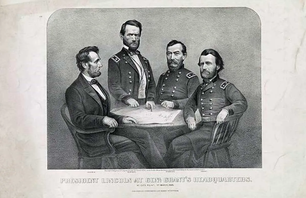 图7：林肯总统在格兰特将军总部