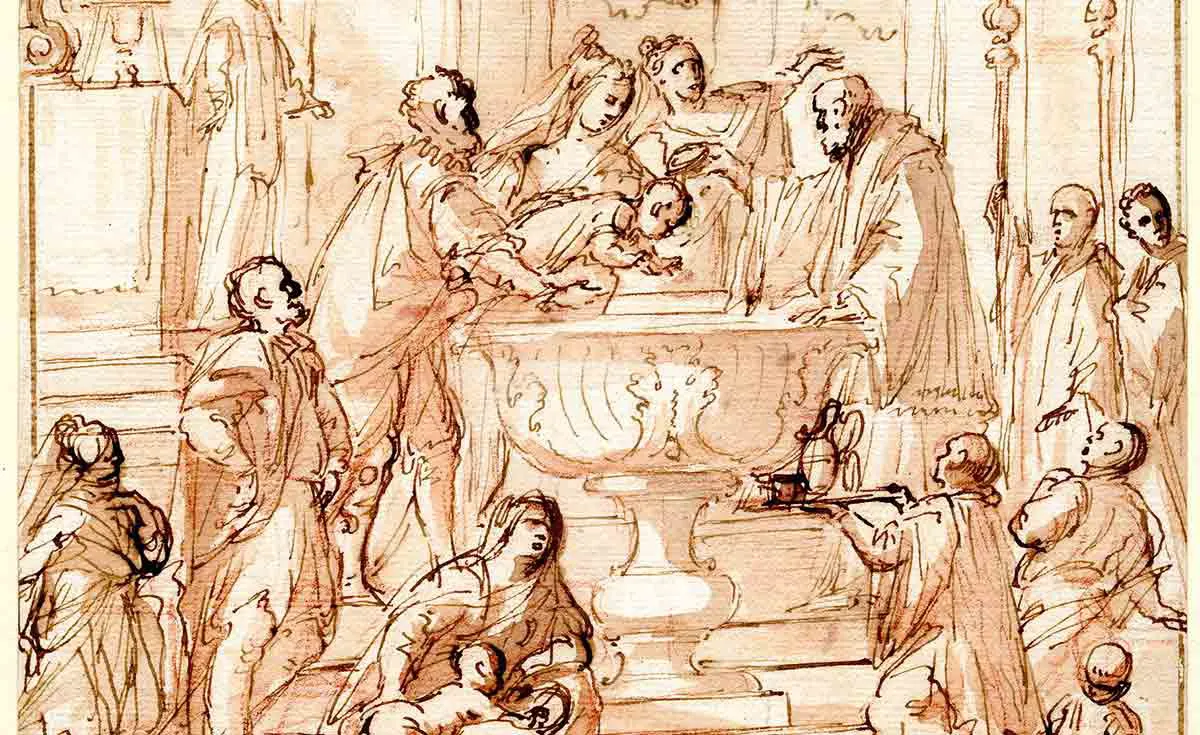 图13：尼古拉·格拉西所绘《婴儿洗礼》