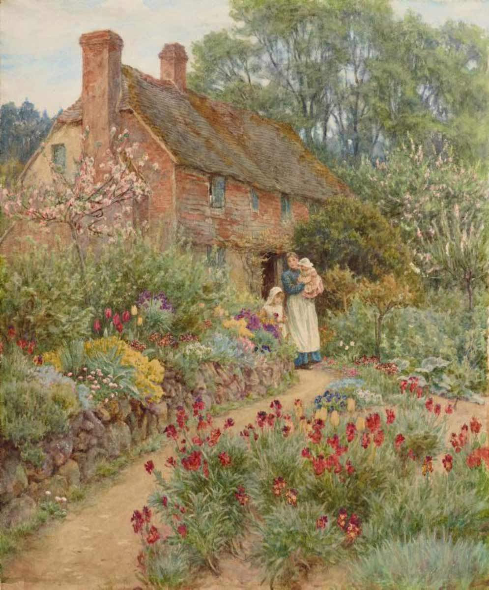 helen-allingham-hillside-cottage-waterco