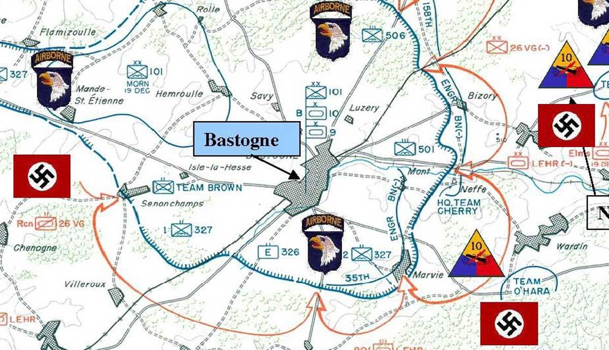 battle of the bulge siege of bastogne map